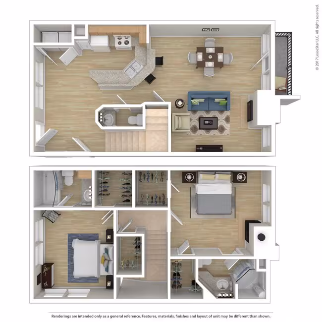 2 Bed 2.5 Bath 1491 SqFt (1403 Net)  0303 floor plan